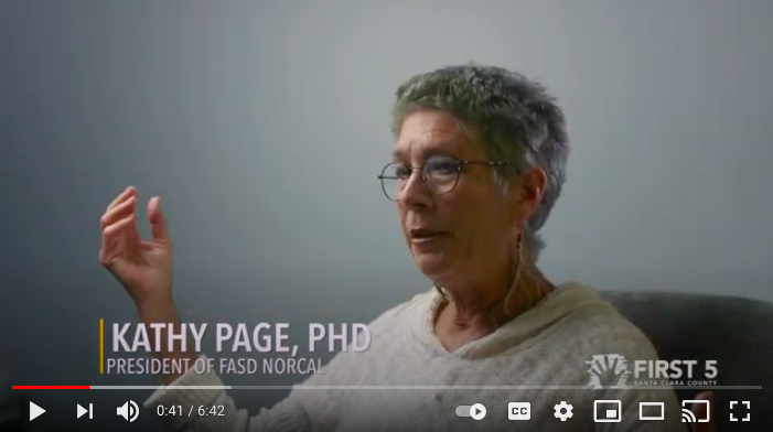 A still from the video showing Kathy Page speaking about FASD.