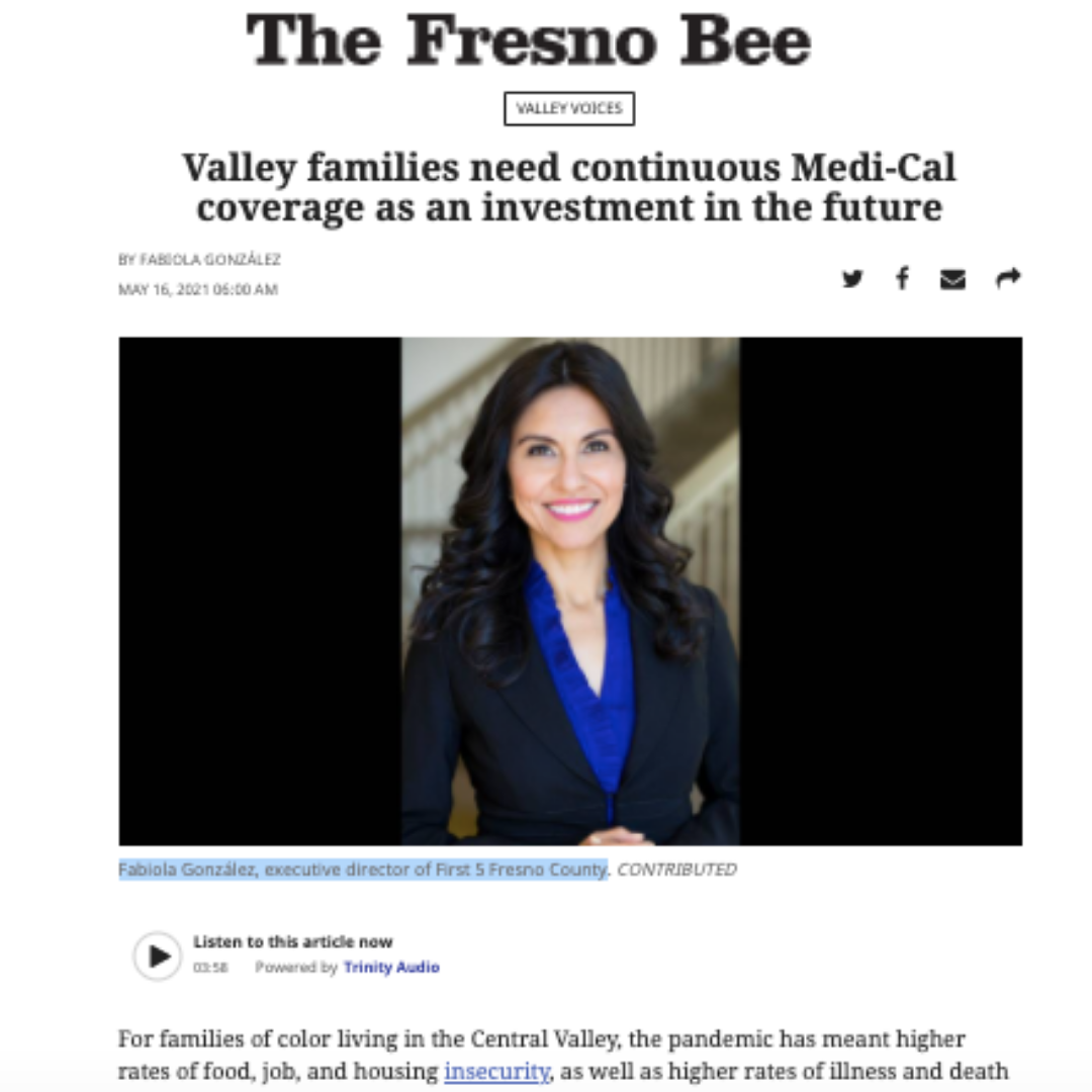 A screenshot of the op-ed on the Fresno Bee website